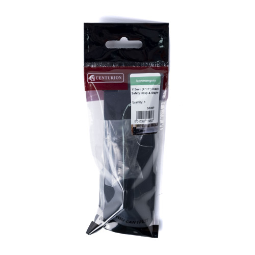 Safety Hasp and Staples, Epoxy Black, 115mm