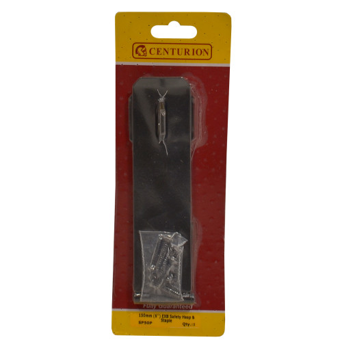 Safety Hasp and Staples, Epoxy Black, 150mm