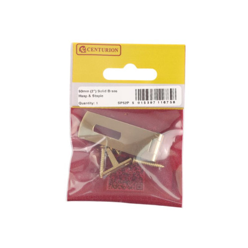 Solid Brass Hasp and Staple, Polished Brass, 50mm