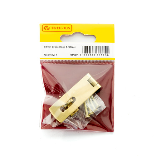 Solid Brass Hasp and Staple, Polished Brass, 50mm