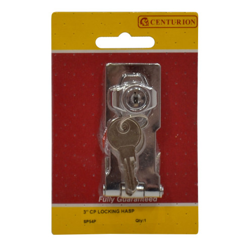 Centurion Cylinder Locking Hasp, Chrome Plated, 75mm