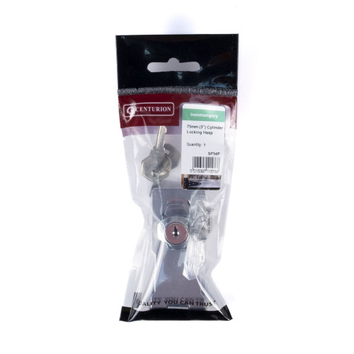 Cylinder Locking Hasp, Chrome Plated, 75mm