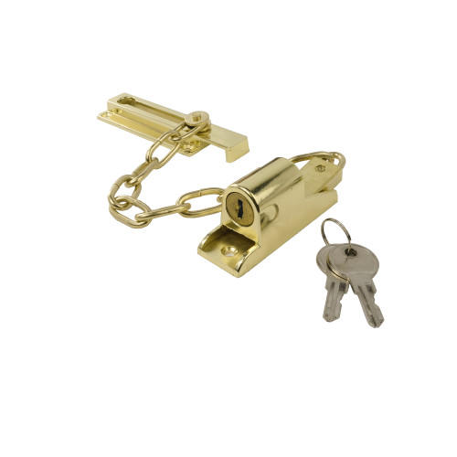Steel Locking Door Chain, Brassed