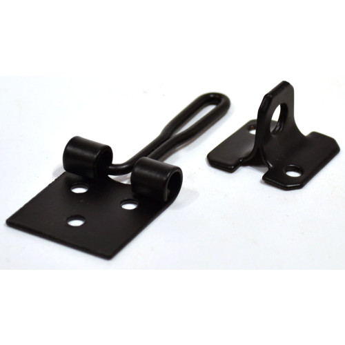 Wire Hasp and Staples, Black, 75mm