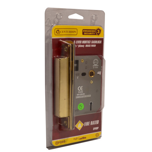 5 Lever Mortice Sashlocks, Brassed, 63mm