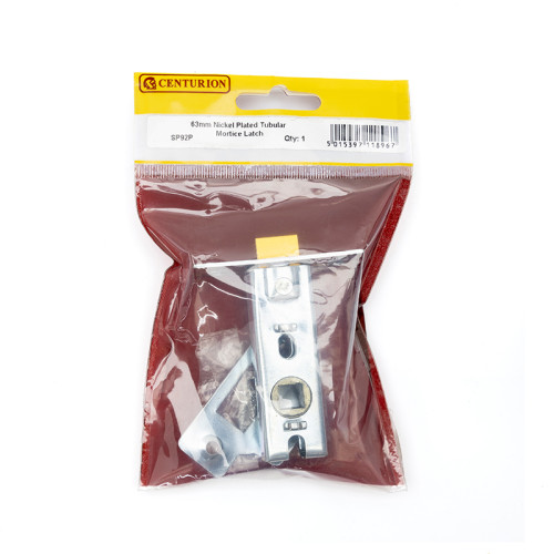 Tubular Mortice Latches Bolt Through, Nickel Plated, 63mm