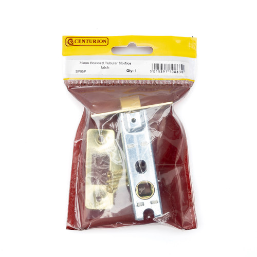 Tubular Mortice Latches Bolt Through, Brassed, 75mm