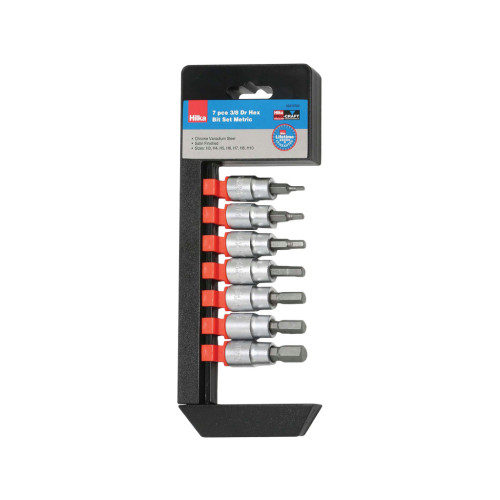 Hilka D Hex Bit Set, 7pc, 3/8"