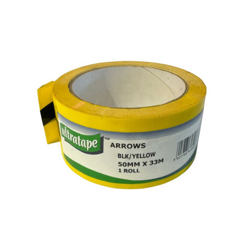 Black & Yellow Arrow Tape (33m Roll)