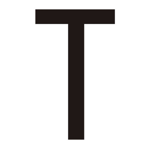 Character 'T' - Black Vinyl - 50mm - Pack of 10