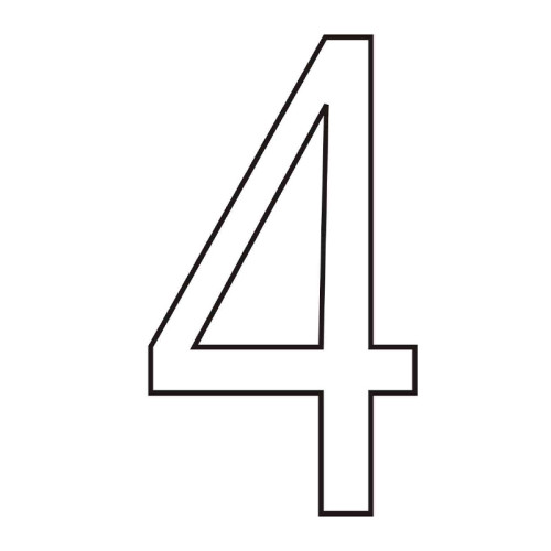 Character '4' - White Vinyl - 75mm - Pack of 10