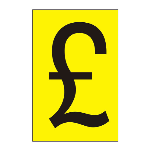 Character 'Â£' - Yellow Vinyl - 50mm - Pack of 10