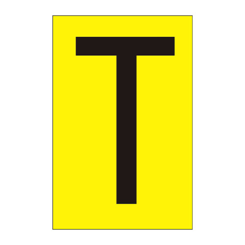 Character 'T' - Yellow Vinyl - 75mm - Pack of 10