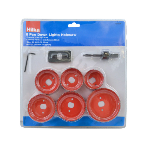 Hilka Downlights Holesaw, 8pc, Set 50 - 85mm