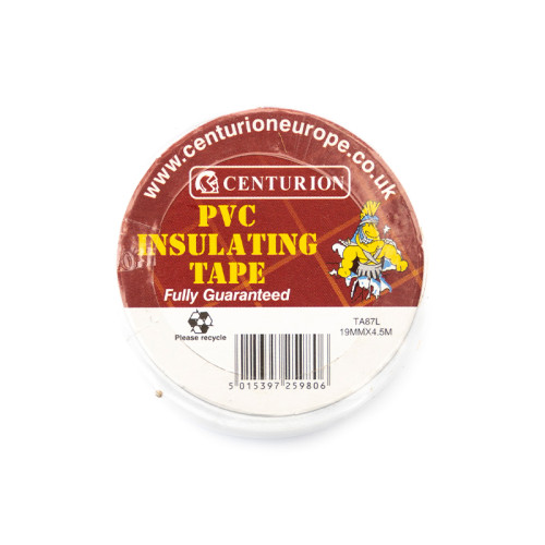 PVC White Tape, White M, 19mm x 4.5m, TA87L