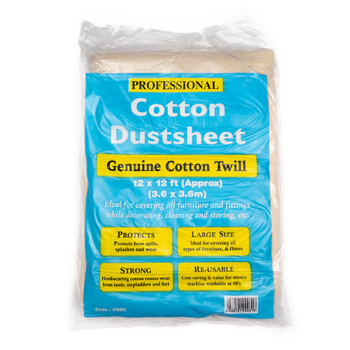 Cotton Twill Dust Sheet, 12' x 12' / 3.6m x 3.6m
