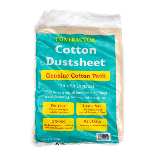 Cotton Twill Dust Sheet, 12' x 9'/ 3.6m x 2.7m