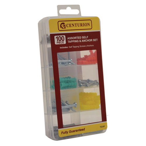 100 Piece Assorted Self Tapping Screws and Anchors Set