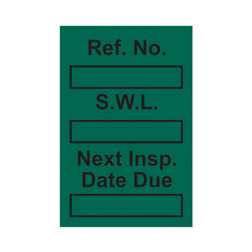 'Safe Working Load' Mini Tag Insert, Green (Pack of 20)