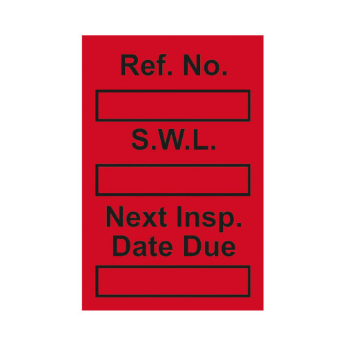 'Safe Working Load' Mini Tag Insert, Red (Pack of 20)