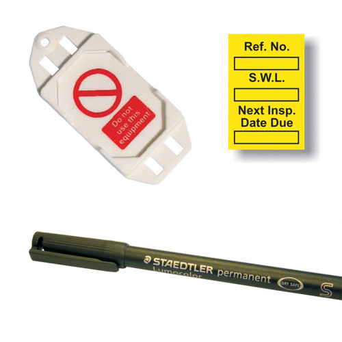 'Safe Working Load' Mini Tag Insert Kit, Yellow