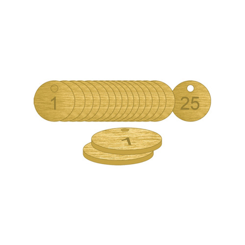 Brass Natural Unfilled Tags (1 to 25), 27mm