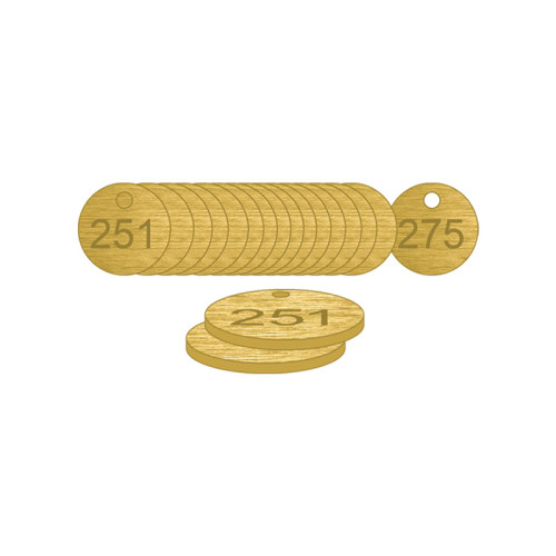 Brass Natural Unfilled Tags (251 to 275), 27mm