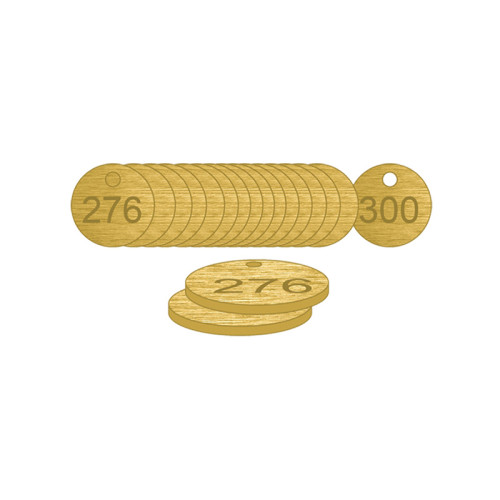 Brass Natural Unfilled Tags (276 to 300), 27mm