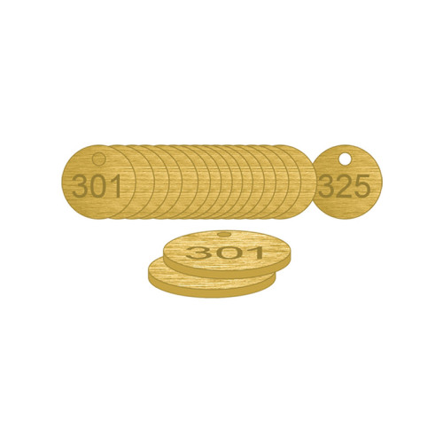 Brass Natural Unfilled Tags (301 to 325), 27mm
