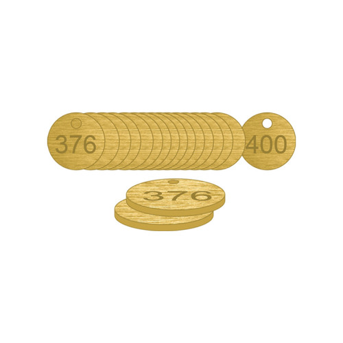 Brass Natural Unfilled Tags (376 to 400), 27mm
