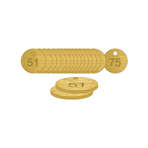 Brass Natural Unfilled Tags (51 to 75), 27mm