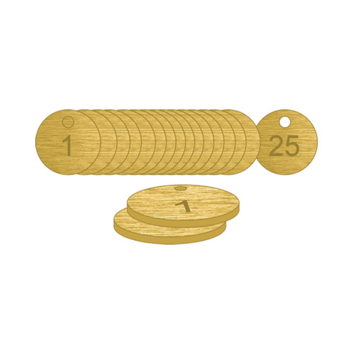 Brass Natural Unfilled Tags (1 to 25), 33mm