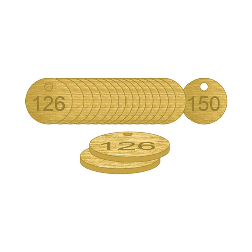 Brass Natural Unfilled Tags (126 to 150), 33mm
