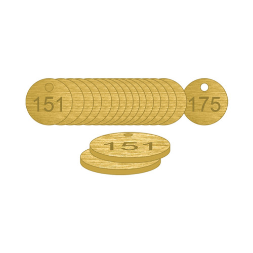 Brass Natural Unfilled Tags (151 to 175), 33mm