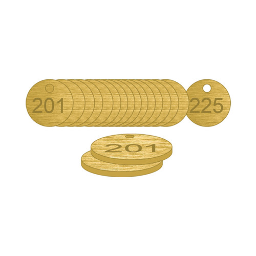 Brass Natural Unfilled Tags (201 to 225), 33mm