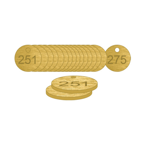 Brass Natural Unfilled Tags (251 to 275), 33mm