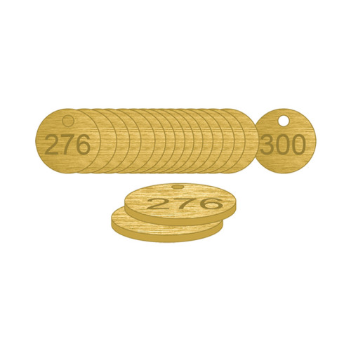 Brass Natural Unfilled Tags (276 to 300), 33mm