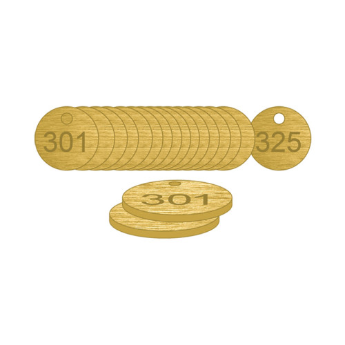 Brass Natural Unfilled Tags (301 to 325), 33mm