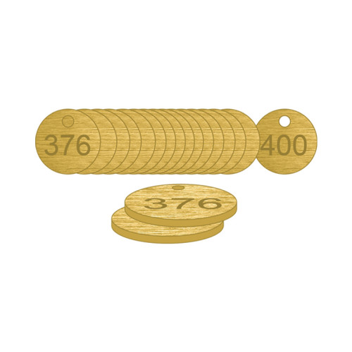 Brass Natural Unfilled Tags (376 to 400), 33mm