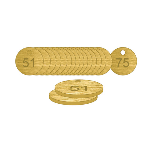 Brass Natural Unfilled Tags (51 to 75), 33mm