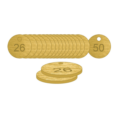 Brass Natural Unfilled Tags (26 to 50), 38mm