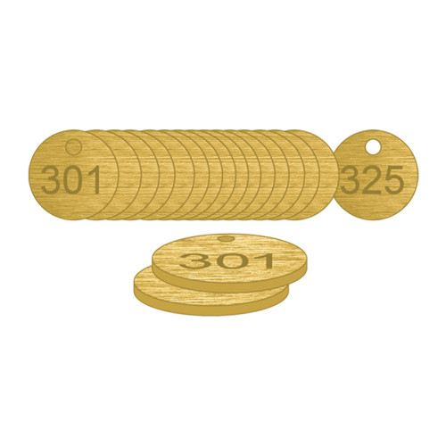 Brass Natural Unfilled Tags (301 to 325), 38mm