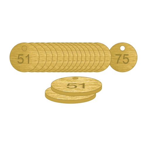 Brass Natural Unfilled Tags (51 to 75), 38mm