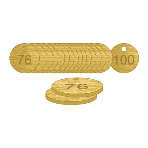Brass Natural Unfilled Tags (76 to 100), 38mm