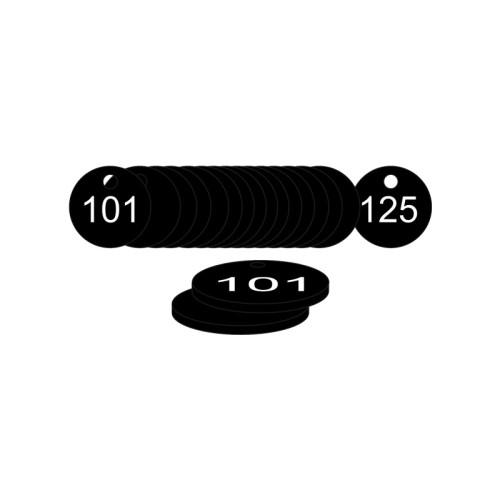 Black Traffolite Tags (101 to 125), 27mm