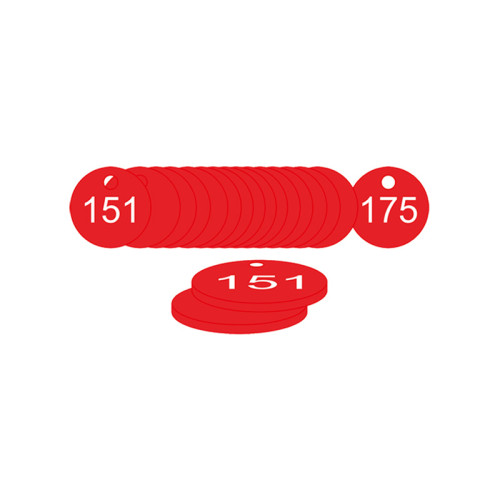 Red Traffolite Tags (151 to 175), 27mm