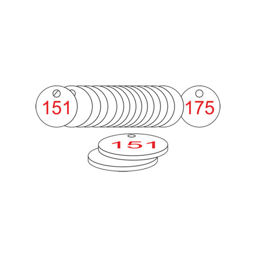White/Red Traffolite Tags (151 to 175), 27mm