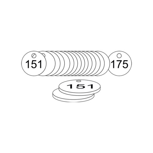 White Traffolite Tags (151 to 175), 27mm