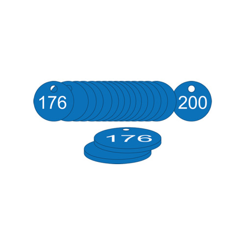 Blue Traffolite Tags (176 to 200), 27mm