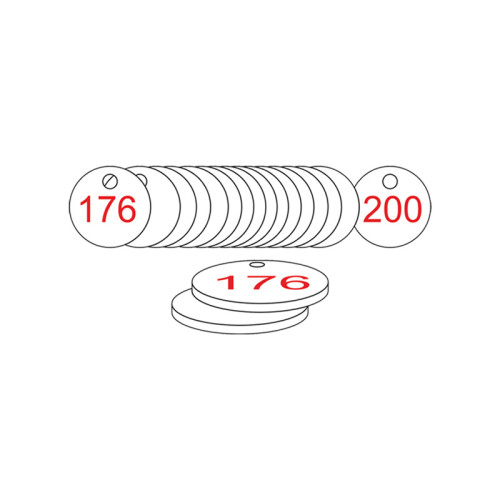 White/Red Traffolite Tags (176 to 200), 27mm